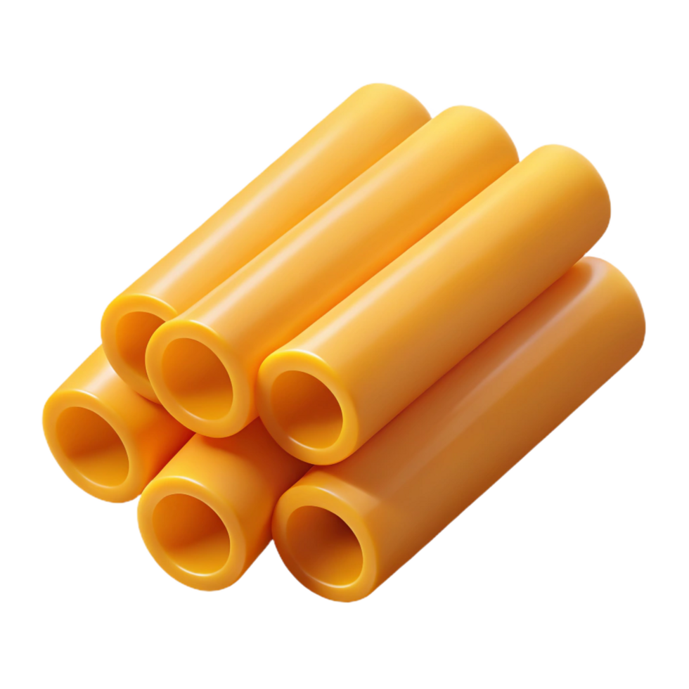 exquisite exemplary Penne pasta tube, texturesurface, soft lighting, top-down view, detaileillustration, isolateon transparent background,high-resolution product photography png