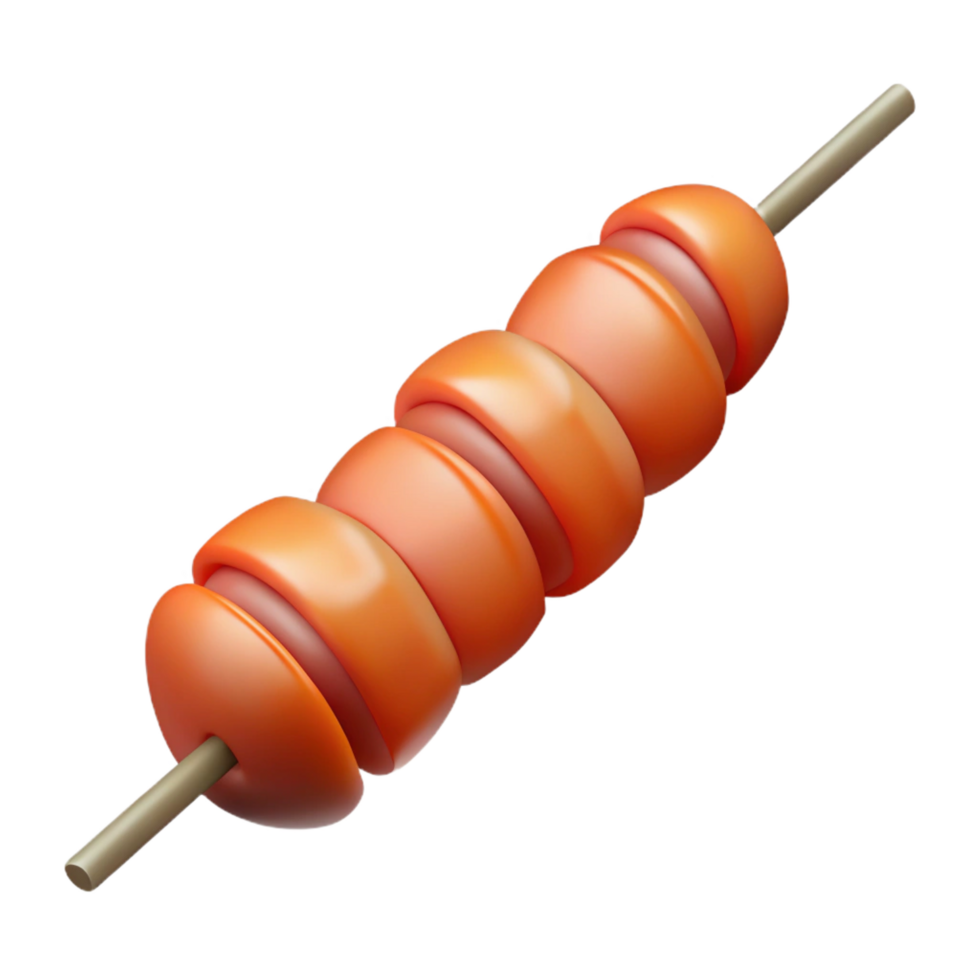 intense elegant Shrimp kebab skewer, grilleanslightly charred, studio lighting, top-down view, detaileillustration, isolateon transparent background,high-resolution product photography ultra HD png