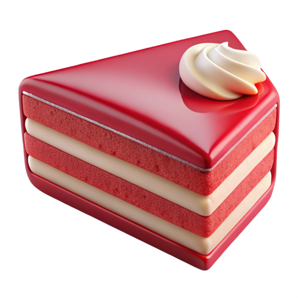 peaceful striking Revelvet cake slice, cream cheese frosting, studio lighting, top-down view, detaileillustration, isolateon transparent background,high-resolution product photography perfect clarity png