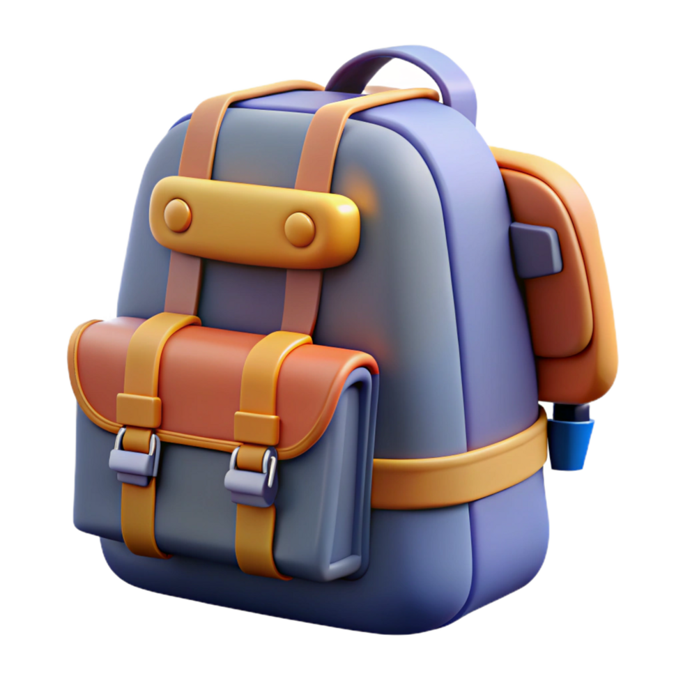 dramatic timeless Backpack with multiple compartments, adjustable straps, nylon fabric, studio lighting, front view, with transparent background,high-resolution product photography png
