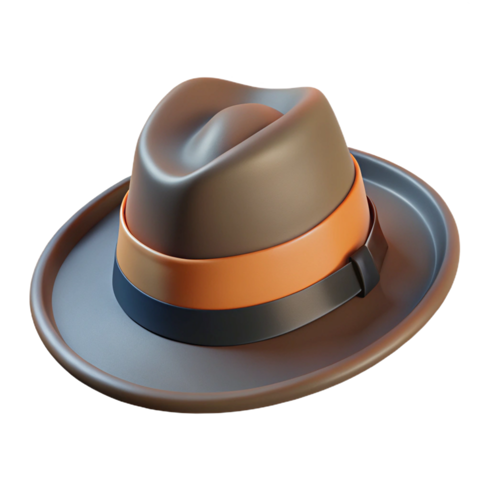 inspiretropical Fedora hat with a grosgrain ribbon band, felt material, classic shape, dramatic lighting, isolateon transparent background,high-resolution product photography 4K png