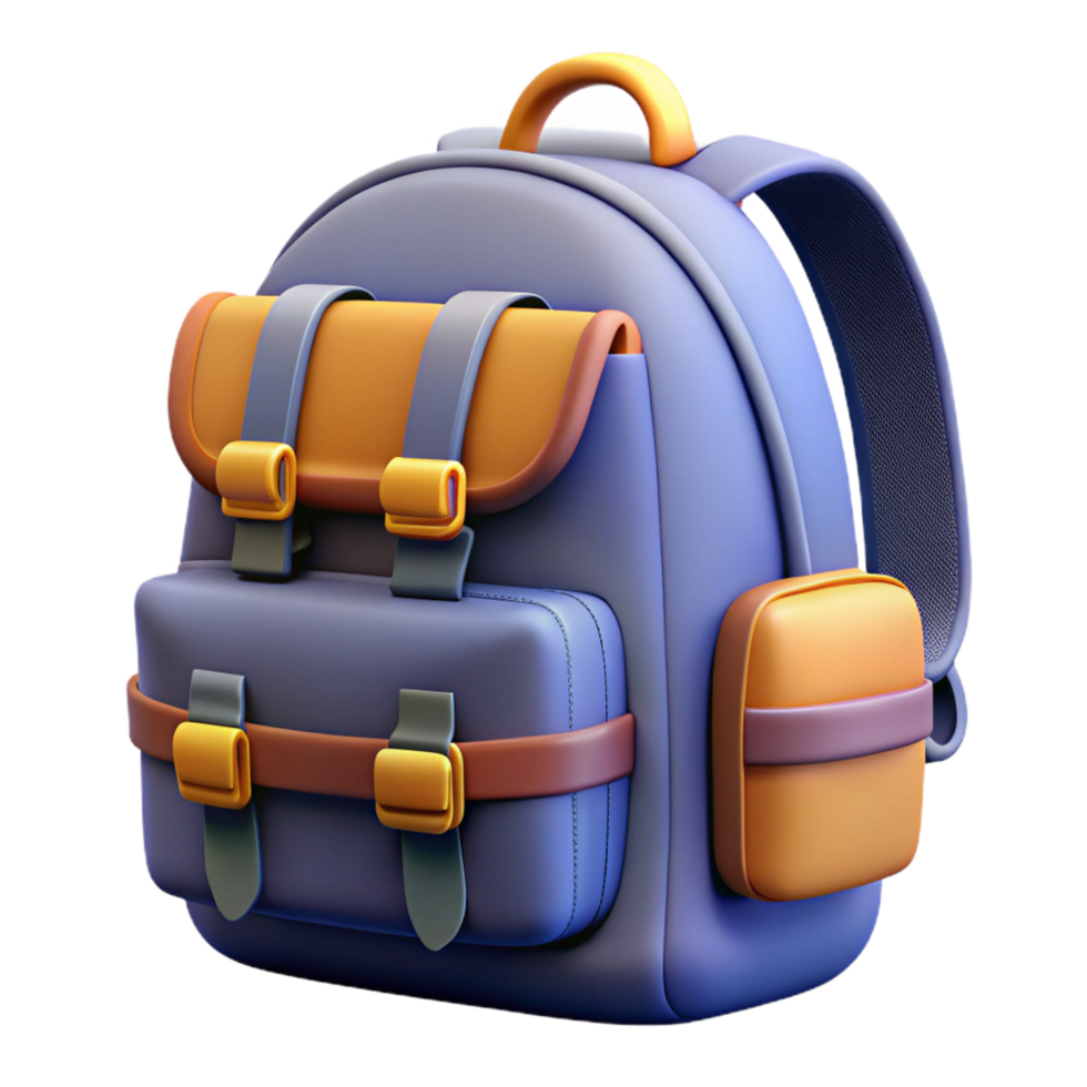 captivating notable Backpack with multiple compartments, adjustable straps, nylon fabric, studio lighting, front view, with transparent background,high-resolution product photography png