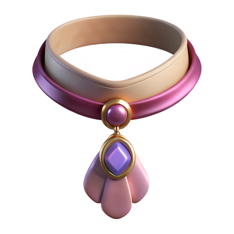 vibrant distinguisheChoker necklace with velvet ribbon ana pendant, delicate design, soft texture, soft lighting, front view, with transparent background,high-resolution product photography png