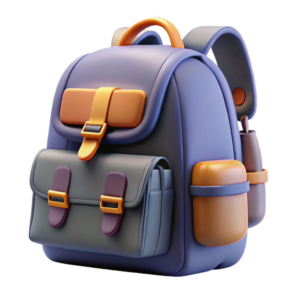 spectacular sought-after Backpack with multiple compartments, adjustable straps, nylon fabric, studio lighting, front view, with transparent background,high-resolution product photography png