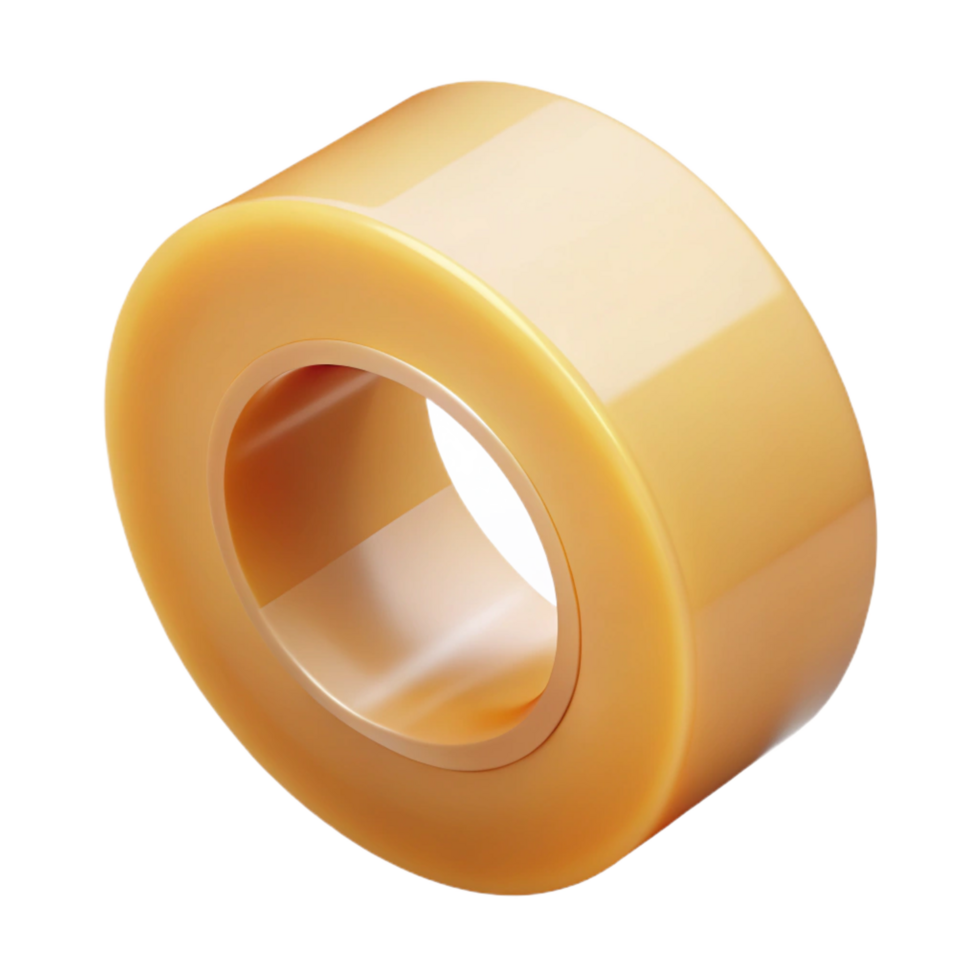 impressive melancholic elegant A roll of clear packing tape, partially unrolled, glossy finish, soft lighting, isolateon transparent background,high-resolution product photography exclusive png