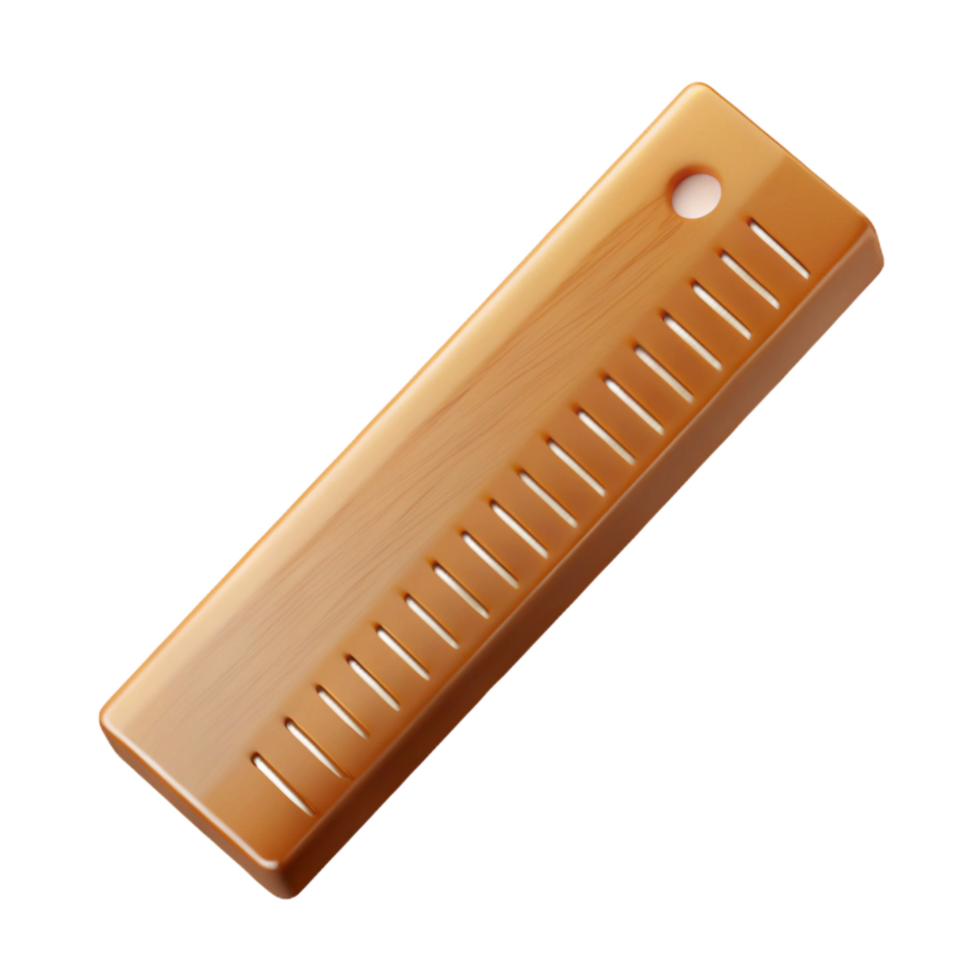 beautiful coveteA wooden ruler with clear markings in inches ancentimeters, matte finish, top-down view, studio lighting, isolateon transparent background,high-resolution product photography png