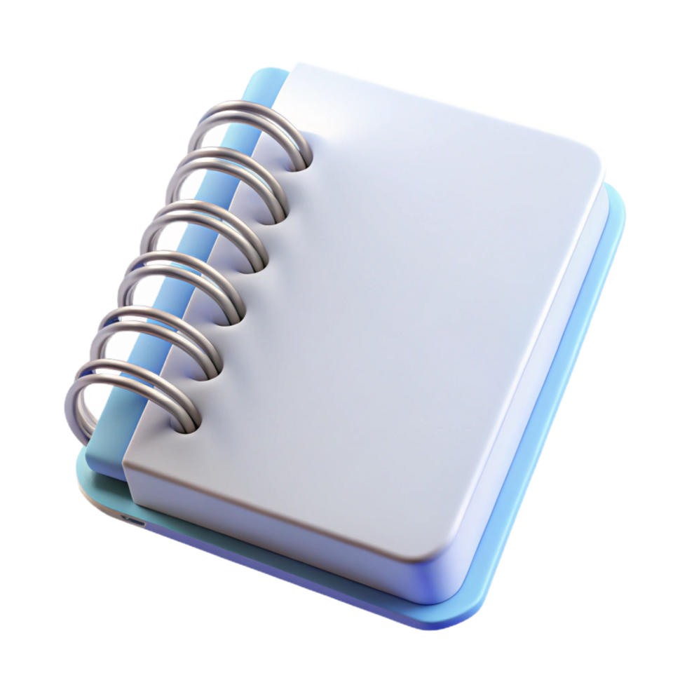 breathtaking whimsical baroque A spiral-bounnotebook with a blank white cover, slightly open, soft lighting, isolateon transparent background,high-resolution product photography top-tier png