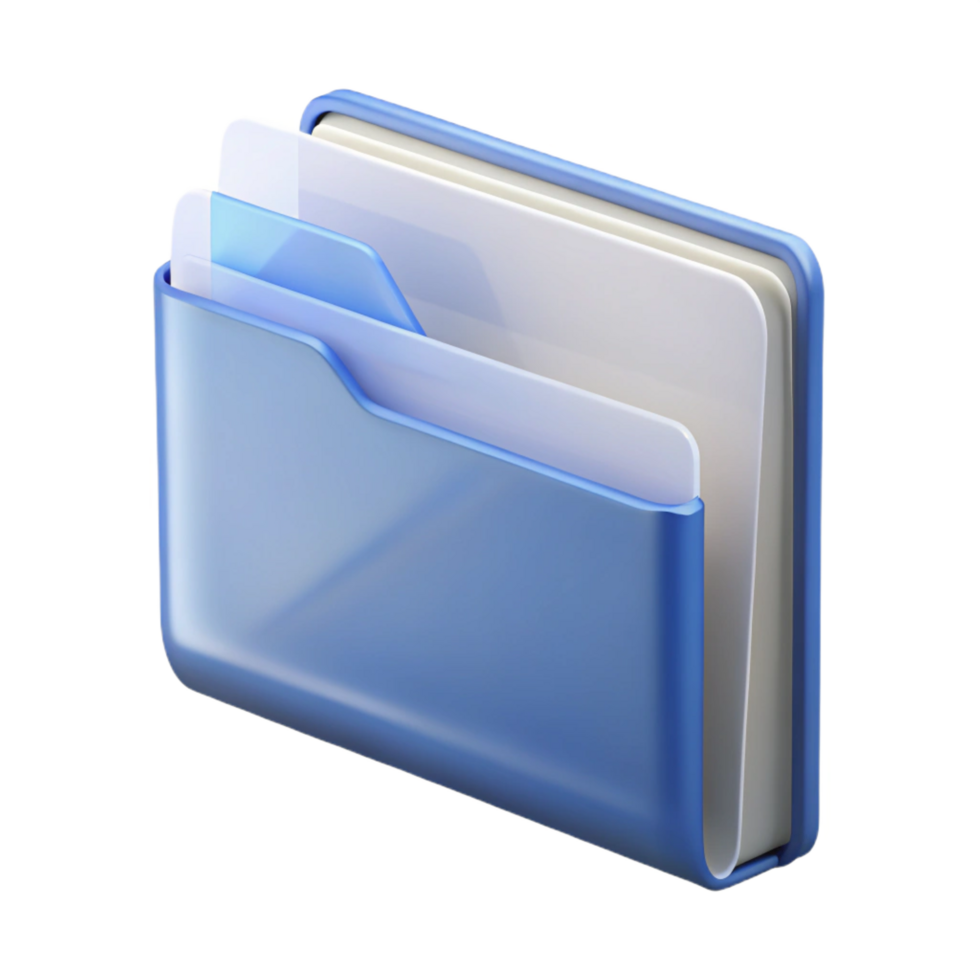wonderful notable A single, clear plastic folder with a texturesurface, containing a single sheet of paper, soft lighting, front view, with transparent background,high-resolution product photography png