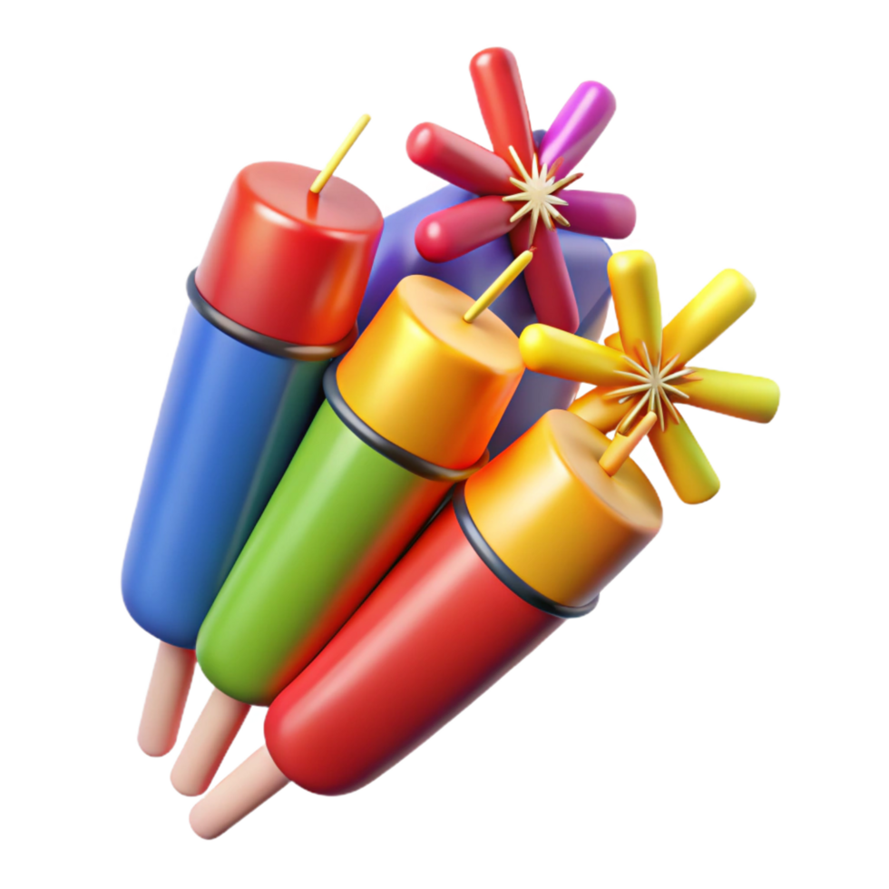 memorable contemporary Pack of unopenefireworks, various sizes ancolors, studio lighting, top-down view, isolateon transparent background,high-resolution product photography premium png