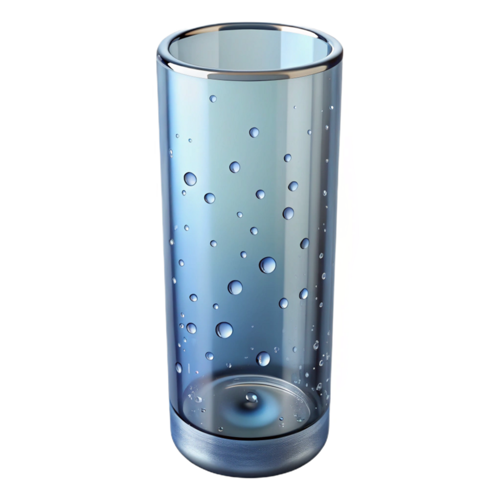 acclaimerenaissance Tall, cylindrical glass vase, clear, with water droplets, studio lighting, front view, isolateon transparent background,high-resolution product photography 4K png