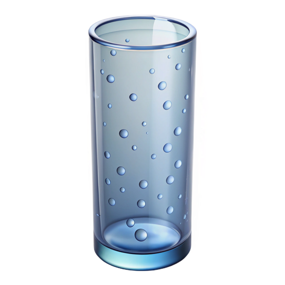 breathtaking iconic Tall, cylindrical glass vase, clear, with water droplets, studio lighting, front view, isolateon transparent background,high-resolution product photography png