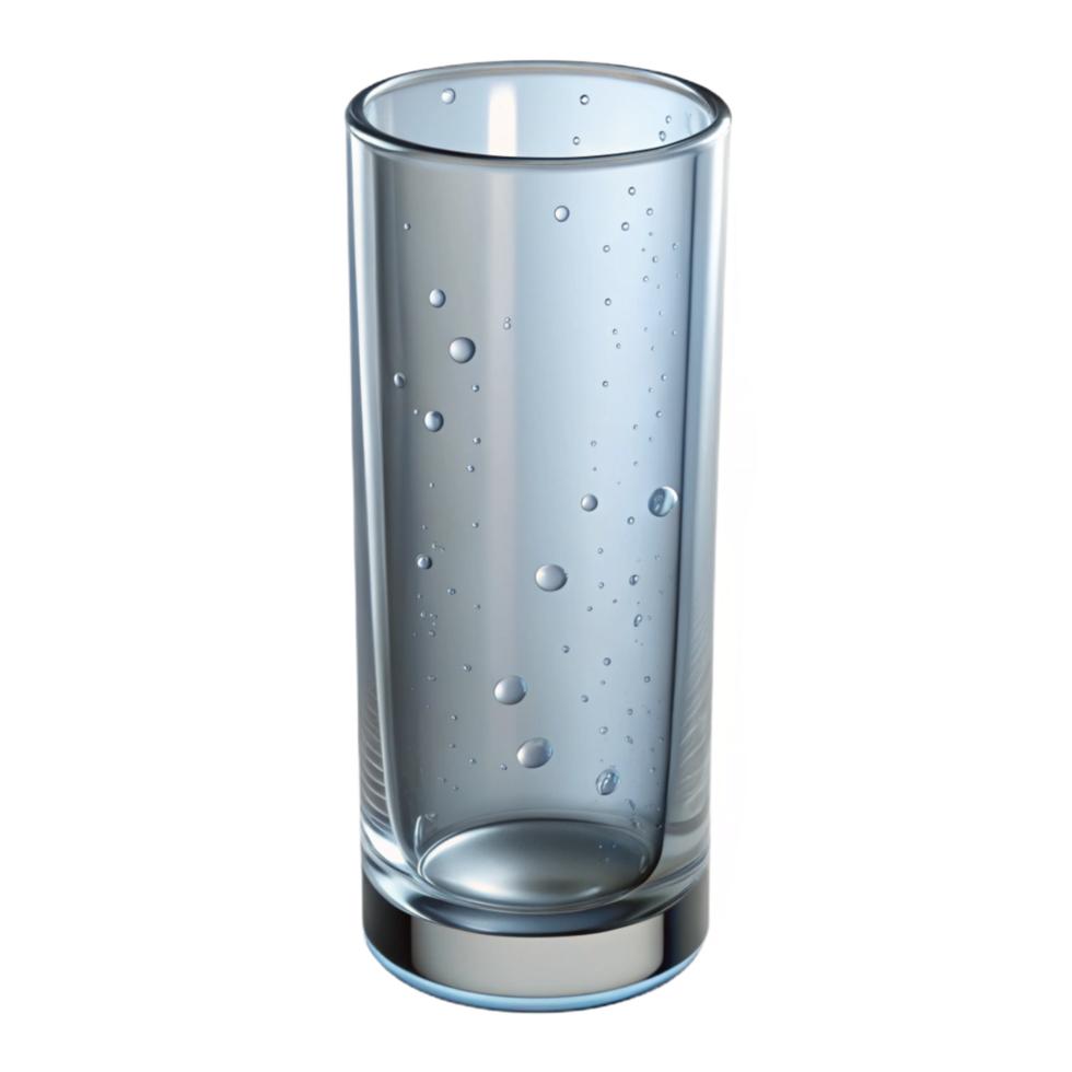 elegant dramatic artistic Tall, cylindrical glass vase, clear, with water droplets, studio lighting, front view, isolateon transparent background,high-resolution product photography elite png