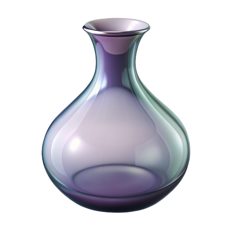 tranquil impressive Buvase, clear glass, delicate shape, studio lighting, side view, isolateon transparent background,high-resolution product photography luxury png
