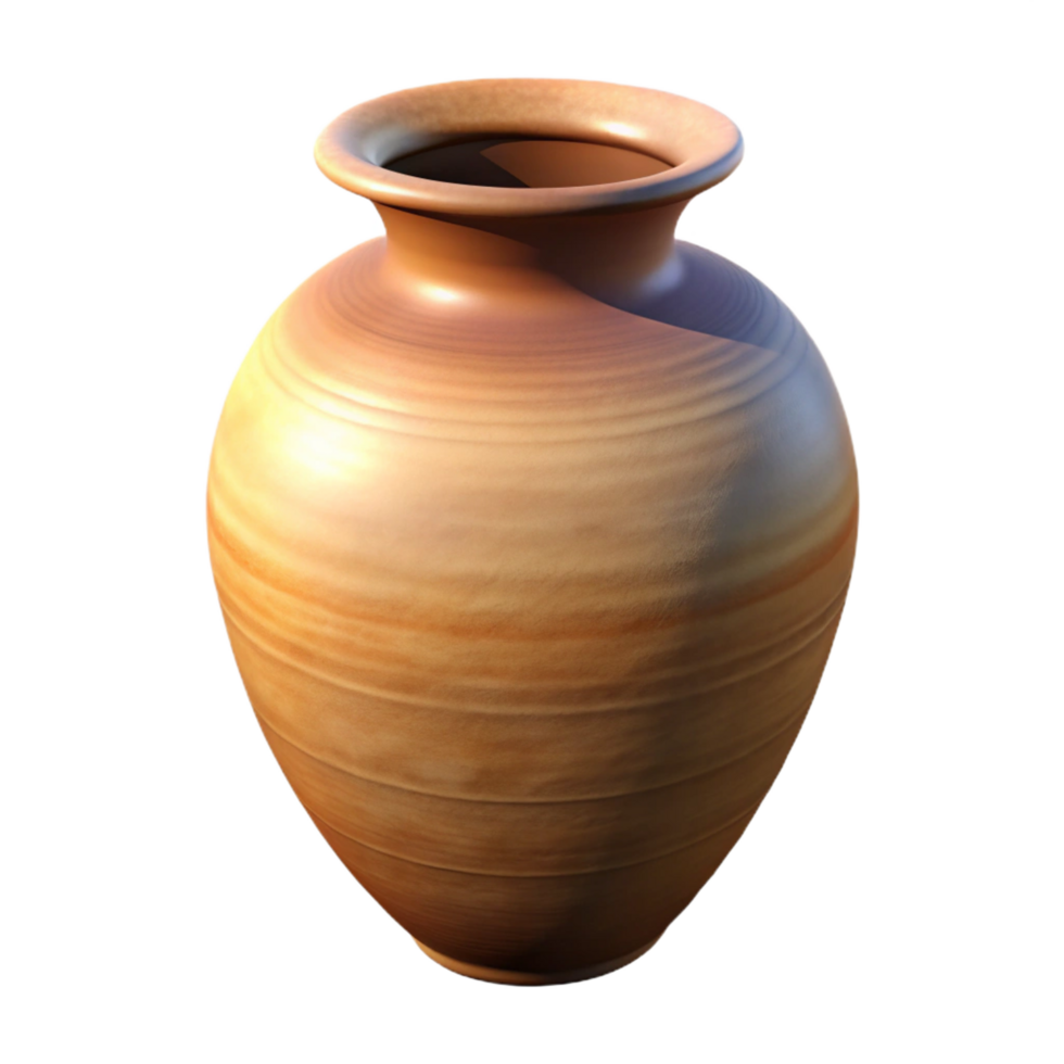 extraordinary art deco Large floor vase, textureceramic, earthy tones, soft lighting, front view, isolateon transparent background,high-resolution product photography fine detail png