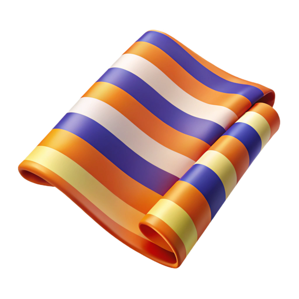 magnificent classic Stripebeach towel, vibrant colors, unfolded, studio lighting, top-down view, isolateon transparent background,high-resolution product photography premium png