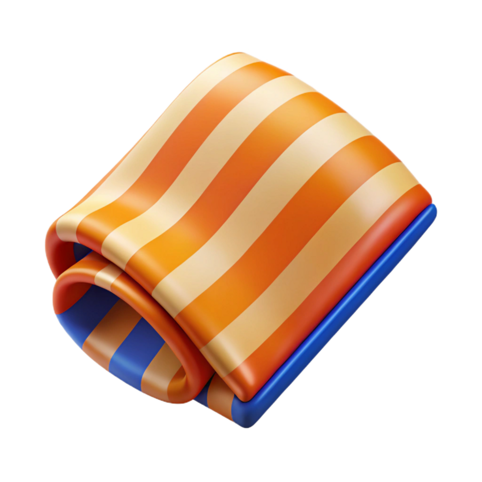 captivating geometric Stripebeach towel, vibrant colors, unfolded, studio lighting, top-down view, isolateon transparent background,high-resolution product photography gallery standard png