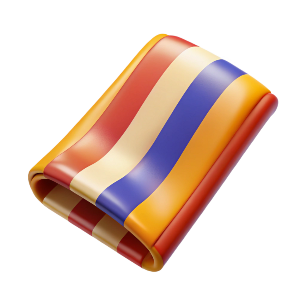serene distinguisheStripebeach towel, vibrant colors, unfolded, studio lighting, top-down view, isolateon transparent background,high-resolution product photography png