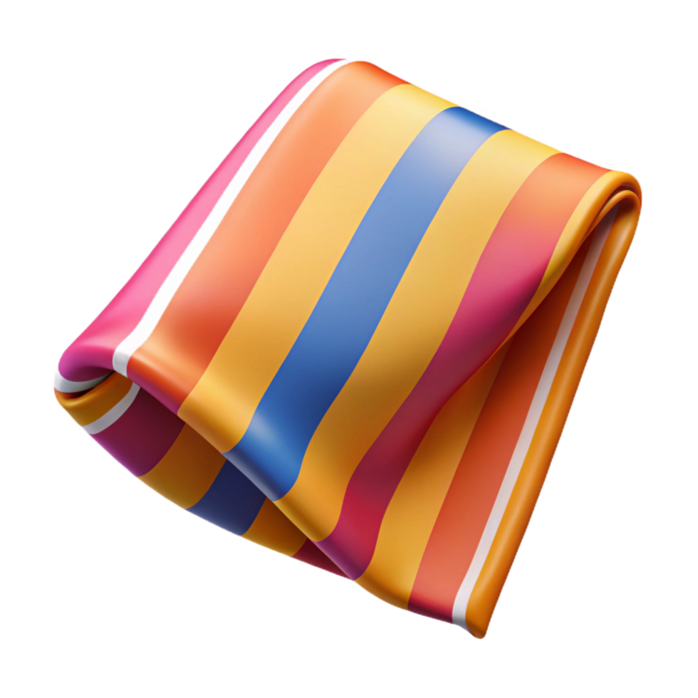 glorious distinguisheStripebeach towel, vibrant colors, unfolded, studio lighting, top-down view, isolateon transparent background,high-resolution product photography png