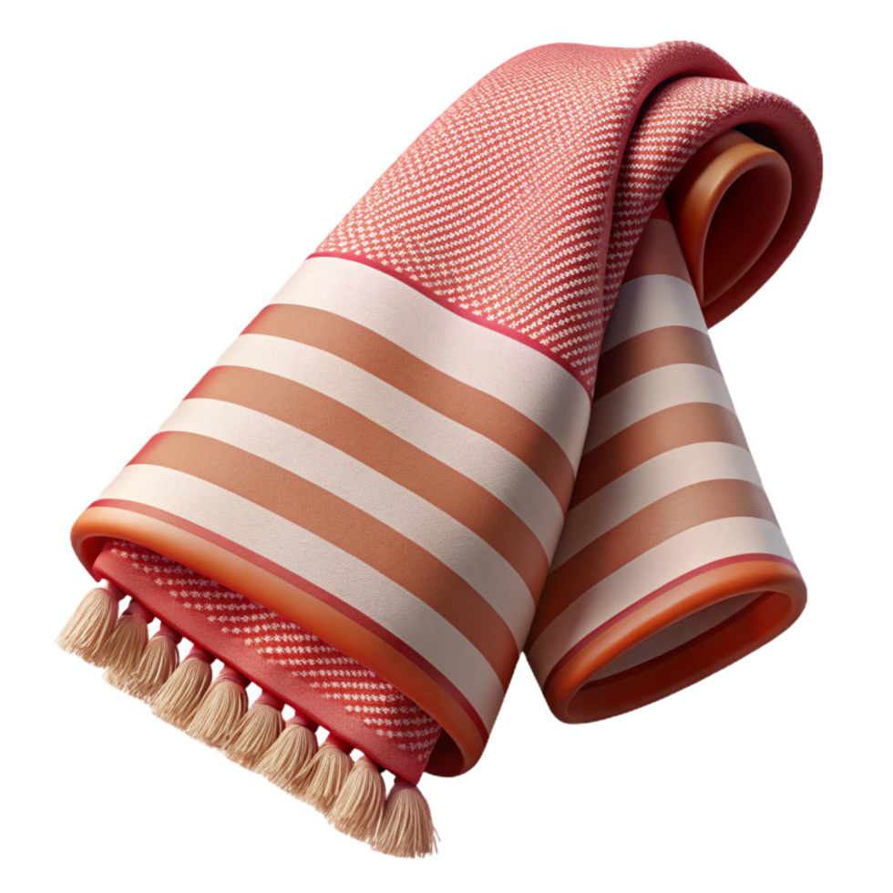 romantic striking Turkish towel, intricate woven pattern, soft lighting, hanging loosely, side view, isolateon transparent background,high-resolution product photography crisp png