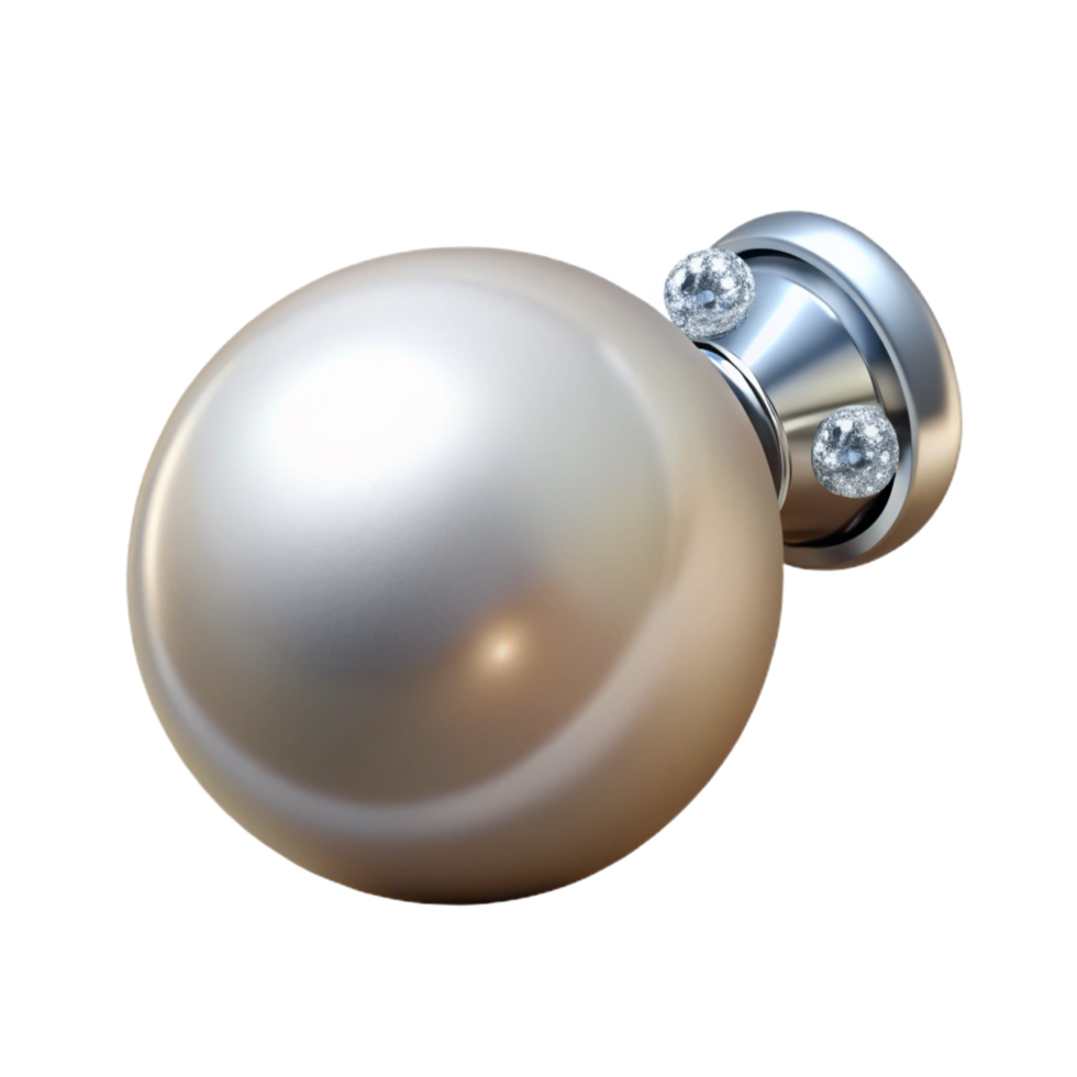 exemplary coastal A single pearl earring with a diamonstud, platinum setting, sparkling under studio lighting, front view, isolateon transparent background,high-resolution product photography genuine png