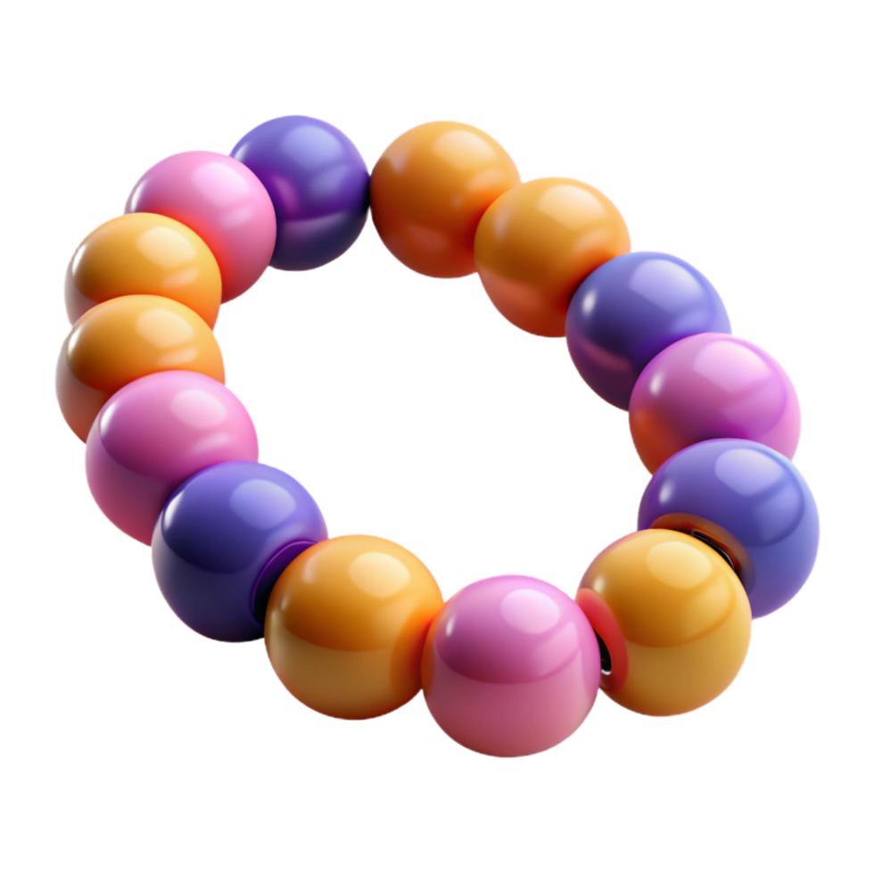 whimsical fascinating A colorful beadebracelet with various shapes ansizes of beads, matte finish, soft lighting, isolateon transparent background,high-resolution product photography luxury png