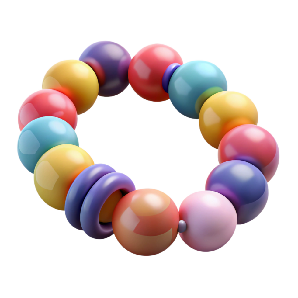acclaimeart deco A colorful beadebracelet with various shapes ansizes of beads, matte finish, soft lighting, isolateon transparent background,high-resolution product photography refined png