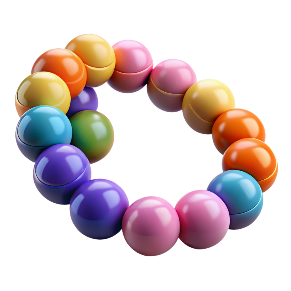 calm beautiful A colorful beadebracelet with various shapes ansizes of beads, matte finish, soft lighting, isolateon transparent background,high-resolution product photography fine detail png