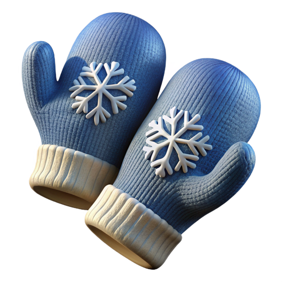 mesmerizing romantic modern A pair of knittewool mittens with snowflake pattern, textureyarn, soft lighting, front view, isolateon transparent background,high-resolution product photography ultra HD png