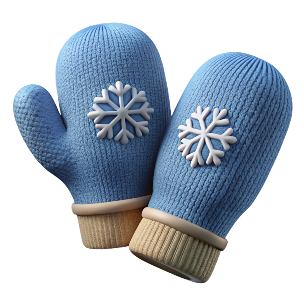 exquisite urban A pair of knittewool mittens with snowflake pattern, textureyarn, soft lighting, front view, isolateon transparent background,high-resolution product photography flawless png