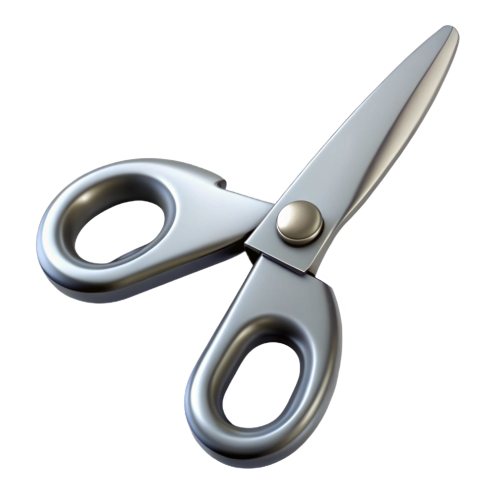 mesmerizing coastal Scissors, stainless steel, blades open, soft lighting, side view, photorealistic, isolateon transparent background,high-resolution product photography crisp png