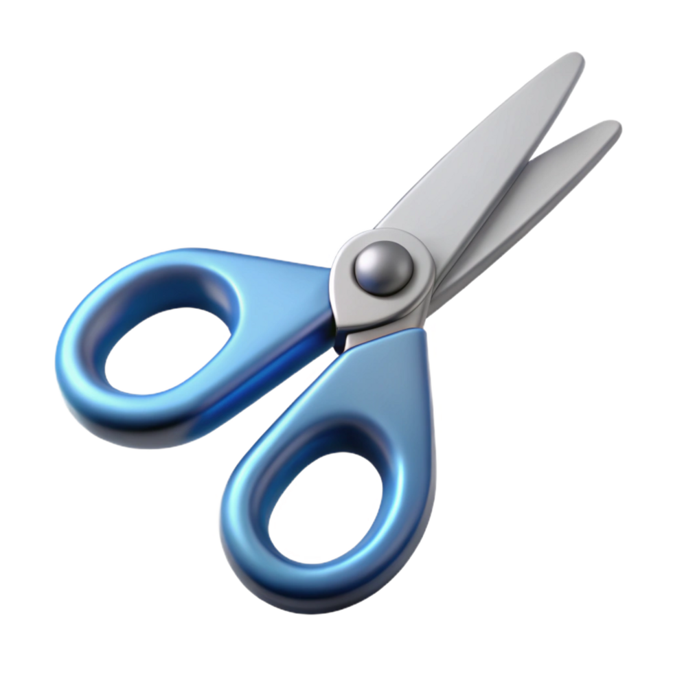 remarkable minimalist Scissors, stainless steel, blades open, soft lighting, side view, photorealistic, isolateon transparent background,high-resolution product photography genuine png