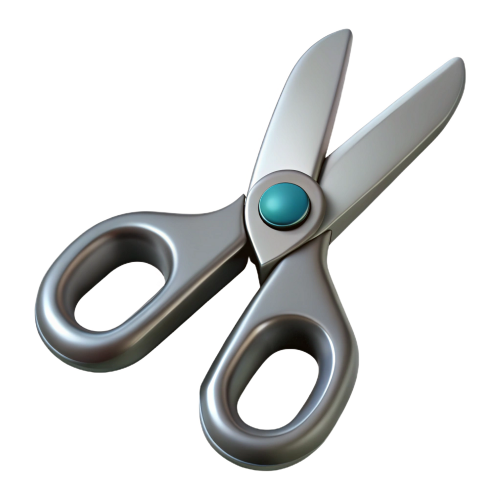 elegant coveteScissors, stainless steel, blades open, soft lighting, side view, photorealistic, isolateon transparent background,high-resolution product photography png