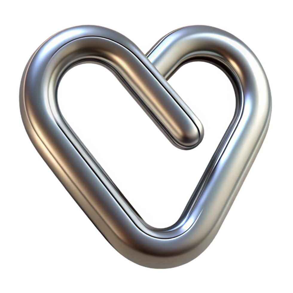breathtaking harmonious art deco Paperclip, silver, bent into a heart shape, soft lighting, front view, artistic, isolateon transparent background,high-resolution product photography flawless png
