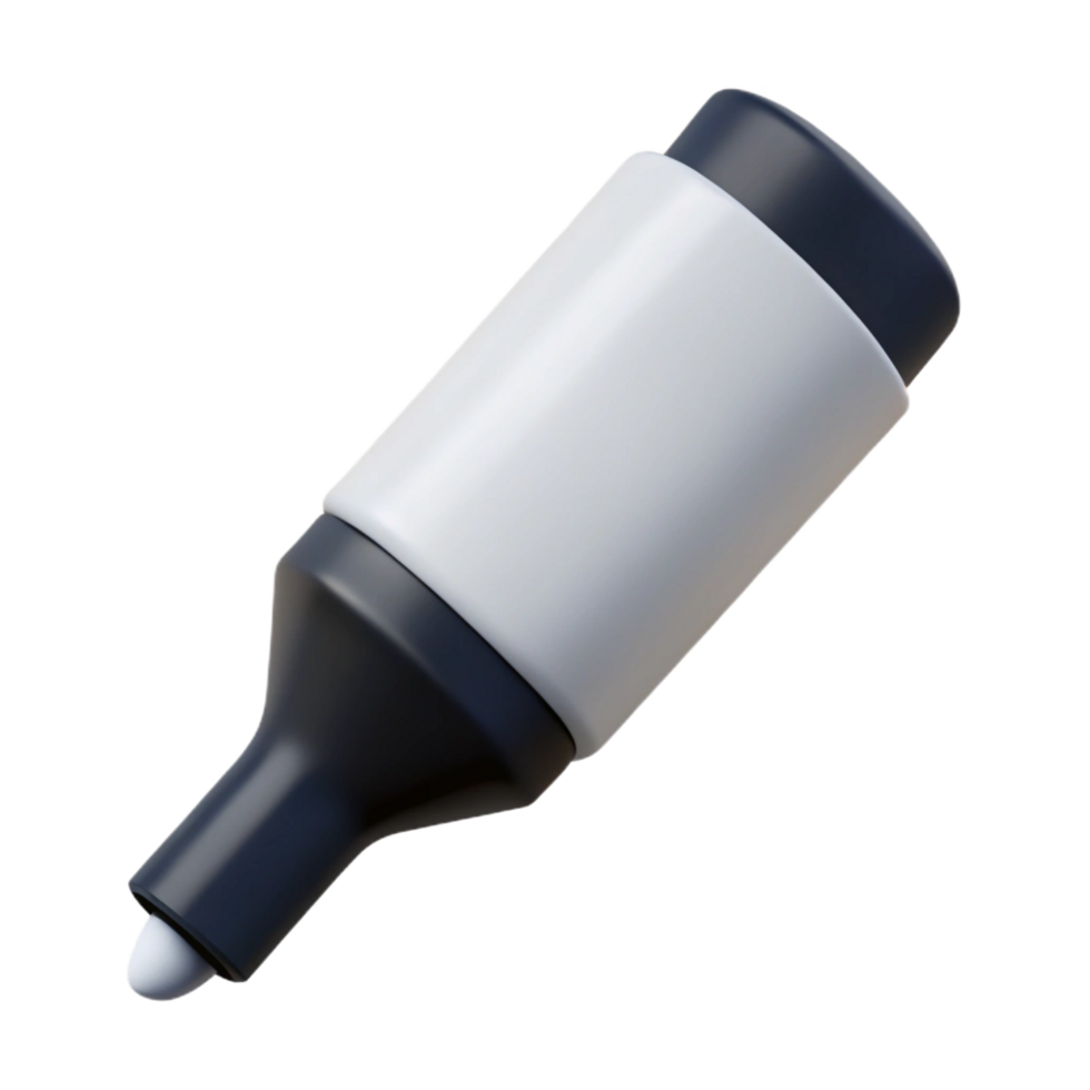 hypnotic sought-after Whiteboarmarker, black ink, cap on, studio lighting, side view, photorealistic, isolateon transparent background,high-resolution product photography png