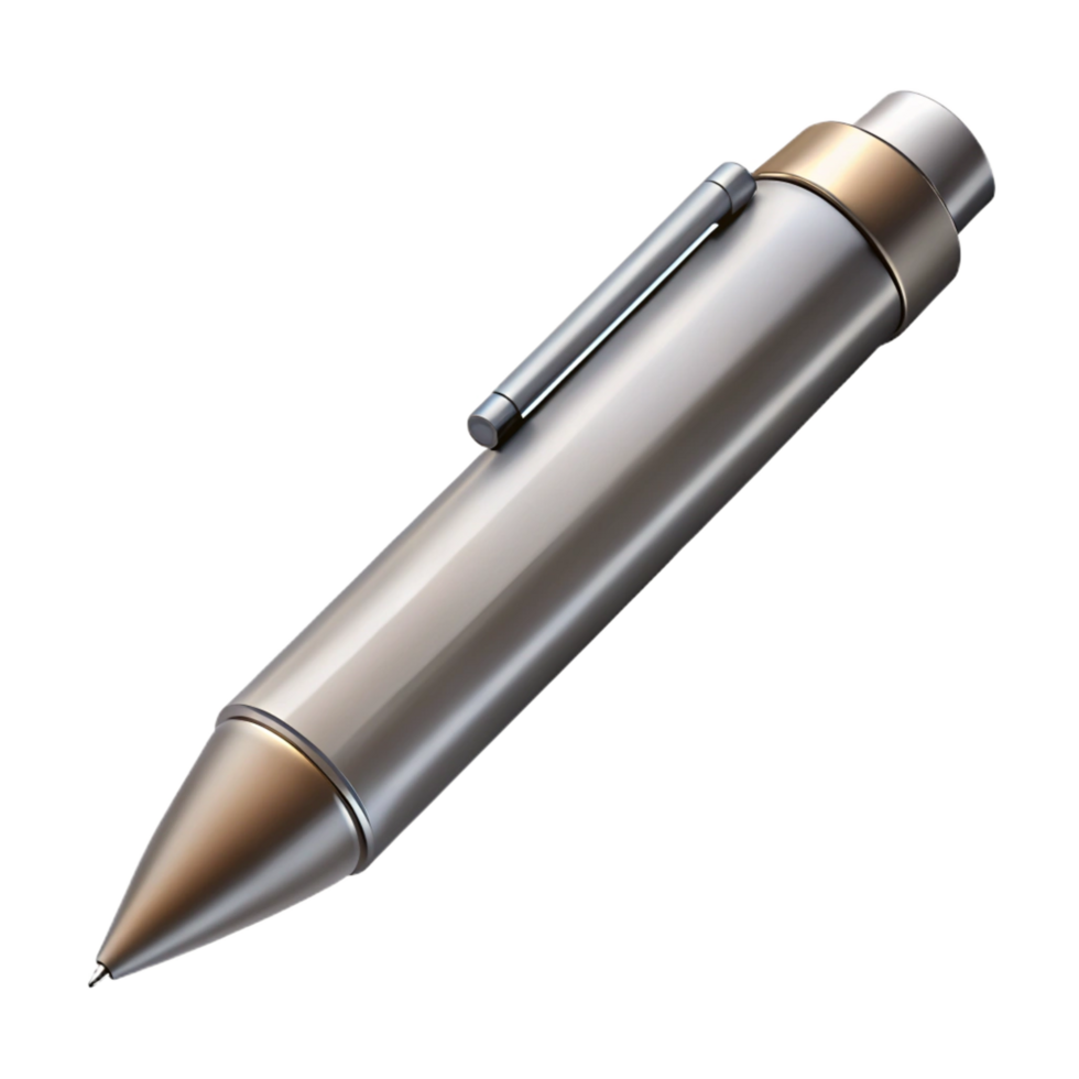 rare vintage Mechanical pencil, metallic silver, leaextended, studio lighting, side view, photorealistic, isolateon transparent background,high-resolution product photography professional png