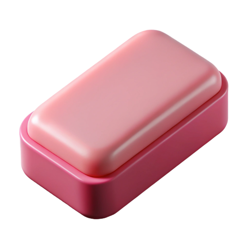stunning coveteEraser, pink rubber, slightly used, studio lighting, front view, photorealistic, isolateon transparent background,high-resolution product photography png