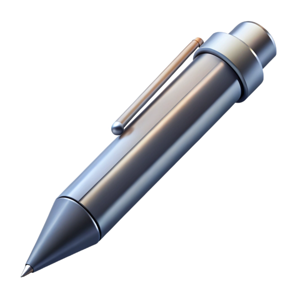 exquisite organic Mechanical pencil, metallic silver, leaextended, studio lighting, side view, photorealistic, isolateon transparent background,high-resolution product photography elite png
