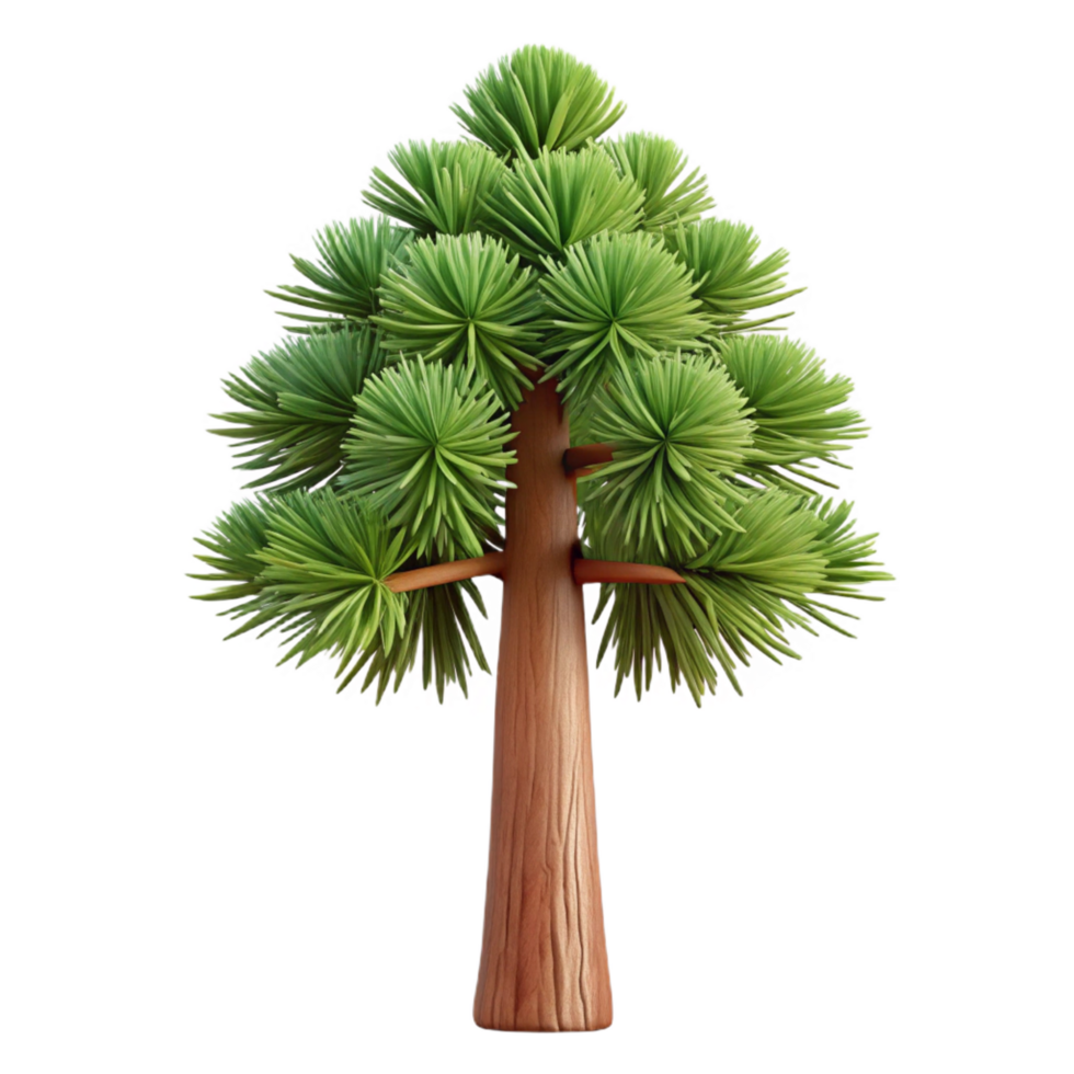 peaceful enchanting Mature Ponderosa pine tree with long needles, thick trunk, texturebark, soft lighting, isolateon transparent background,high-resolution product photography luxury png