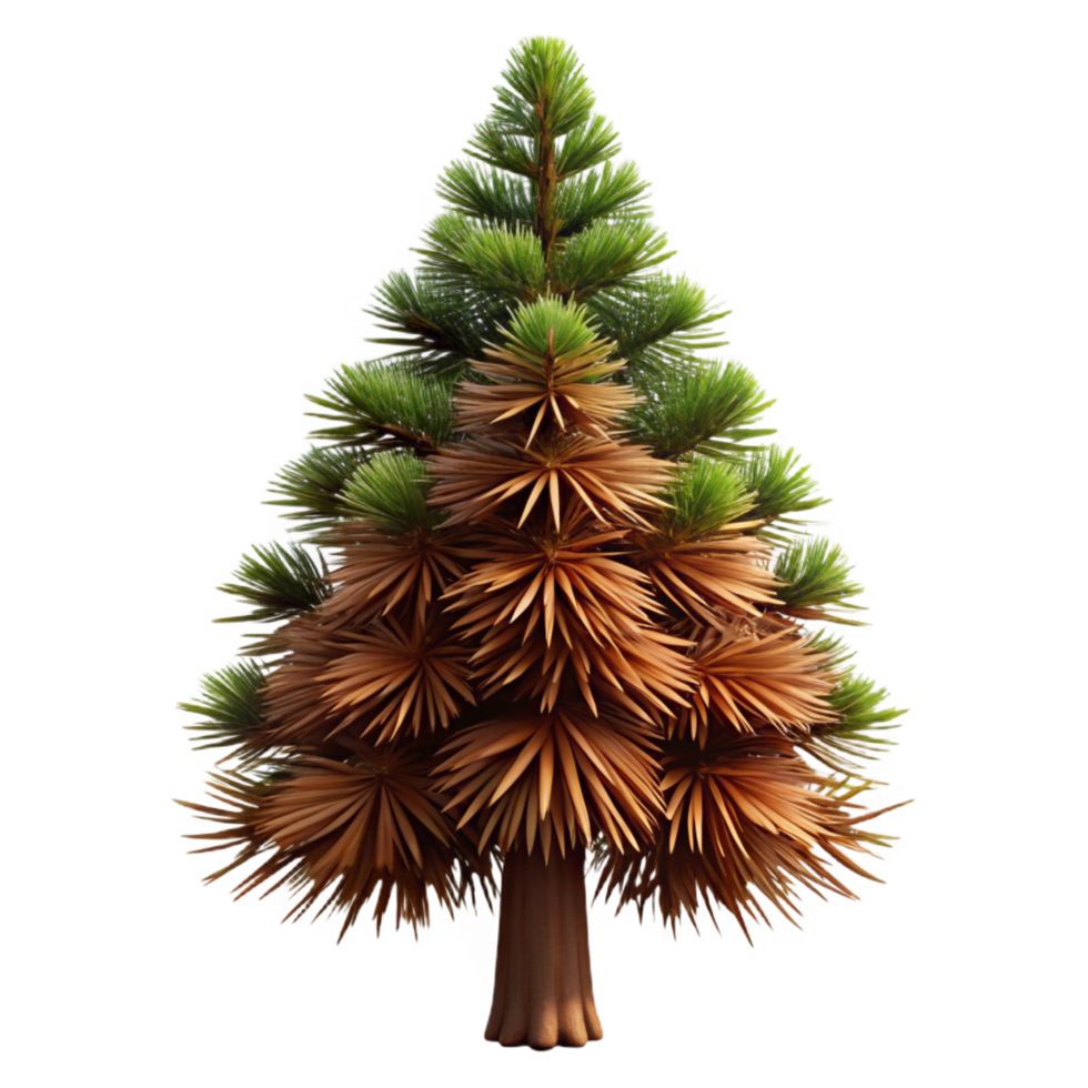 magnificent unforgettable Austrian pine tree with dense needles, dark brown bark, glossy finish, dramatic lighting, isolateon transparent background,high-resolution product photography png