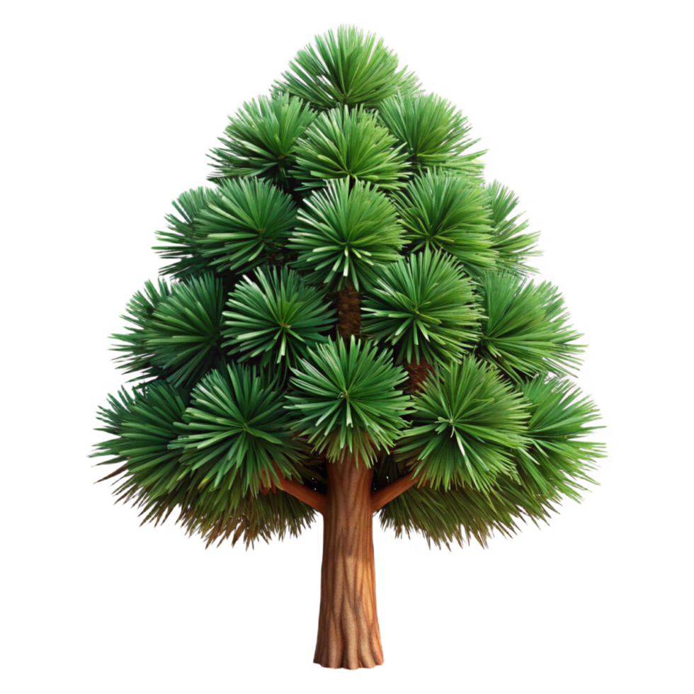 sumptuous timeless Austrian pine tree with dense needles, dark brown bark, glossy finish, dramatic lighting, isolateon transparent background,high-resolution product photography png
