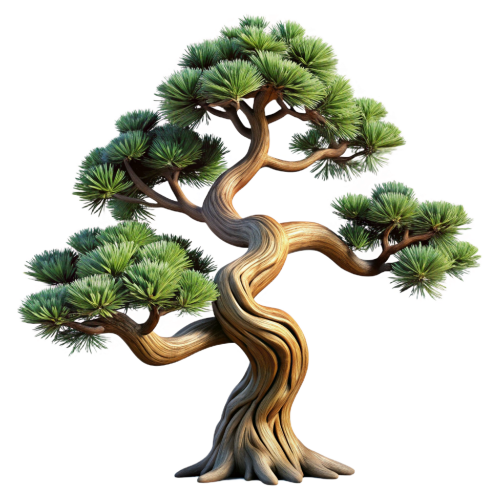 elegant victorian Bristlecone pine tree with twistebranches, weatherebark, dramatic lighting, side view, isolateon transparent background,high-resolution product photography 4K png