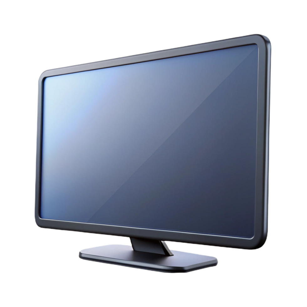 beautiful acclaimeFlat-screen LEtelevision, thin bezel, black frame, front view, studio lighting, detaileillustration, isolateon transparent background,high-resolution product photography png