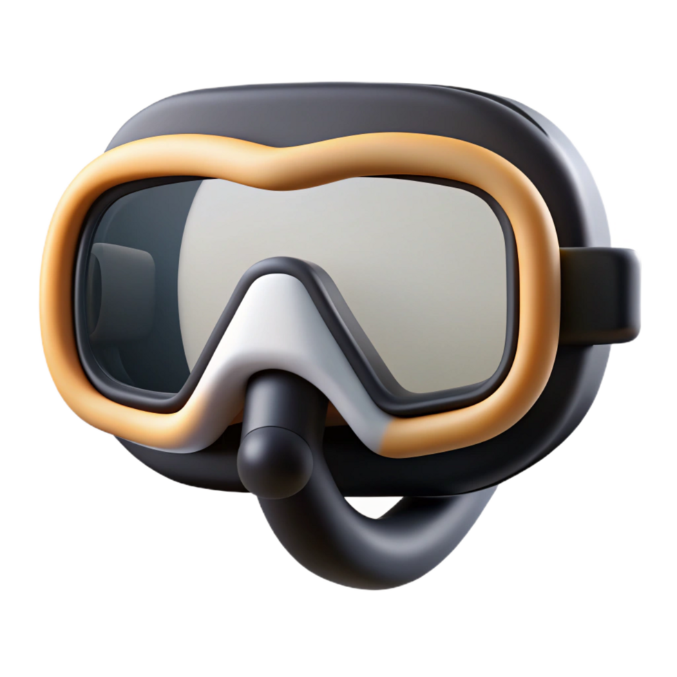 magnificent iconic Snorkel mask, clear lens, black silicone skirt, studio lighting, front view, minimalist style, isolateon transparent background,high-resolution product photography png