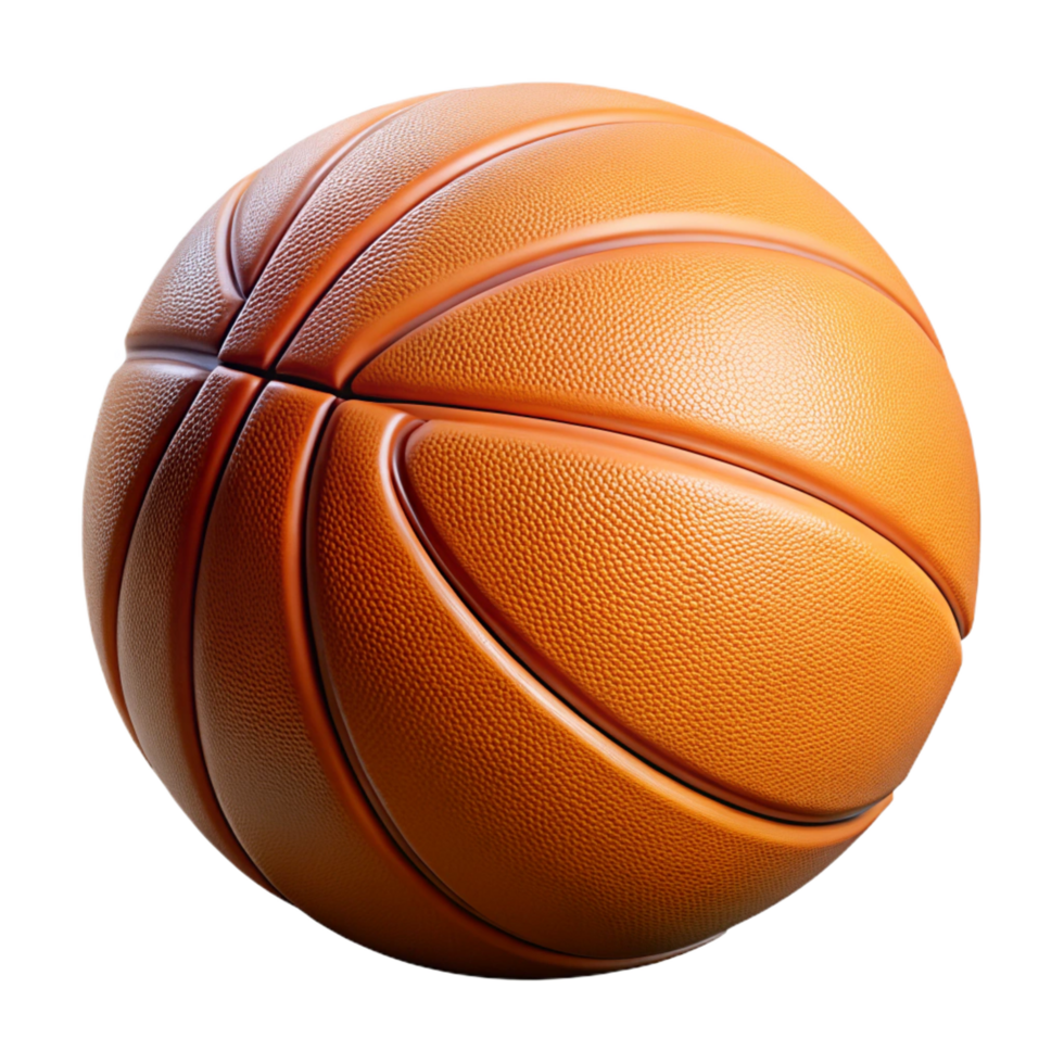 dazzling rustic Inflatebasketball, textureorange surface, black lines, soft lighting, minimalist style, isolateon transparent background,high-resolution product photography fine detail png