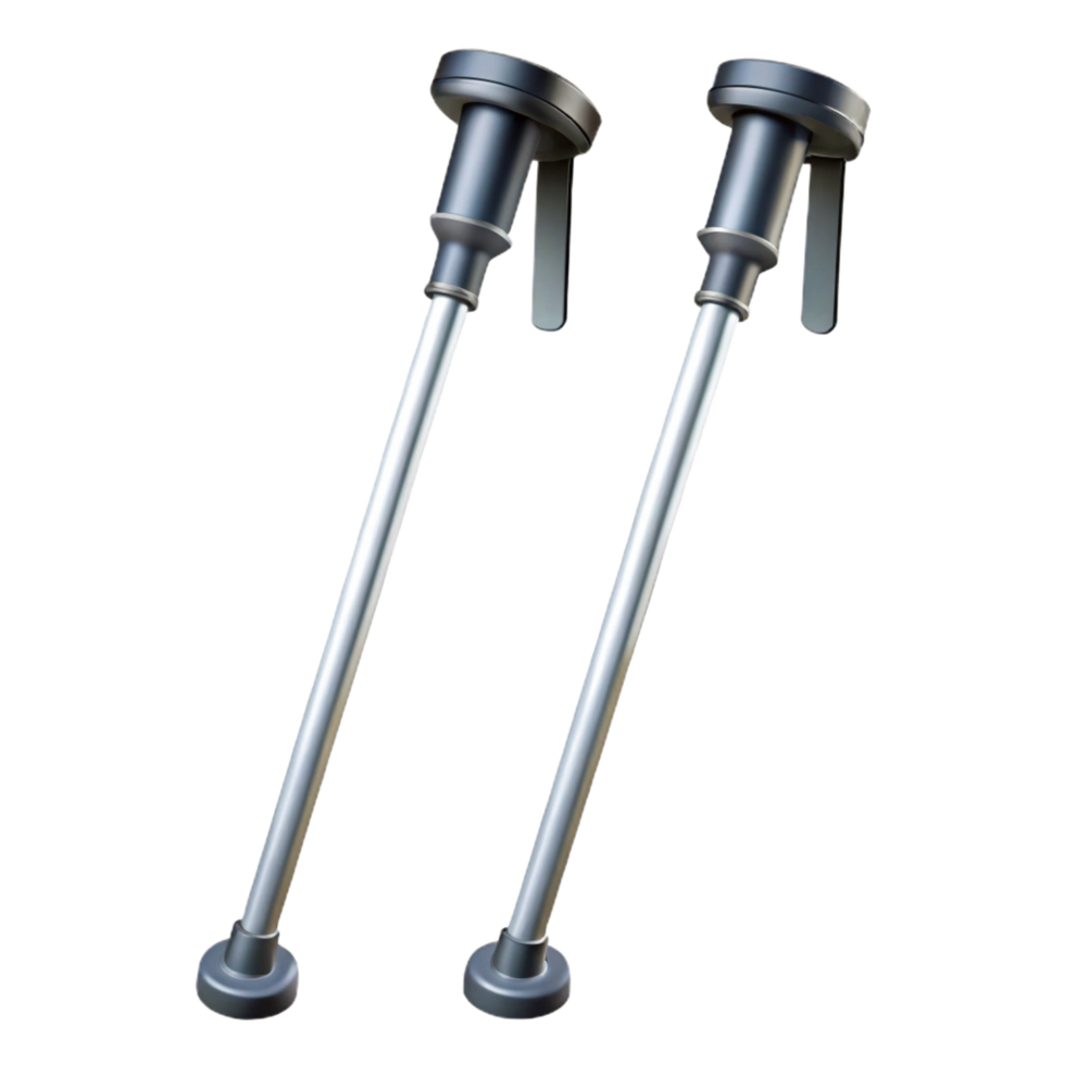 vibrant notable Pair of ski poles, adjustable length, metallic finish, soft lighting, side view, minimalist style, isolateon transparent background,high-resolution product photography png