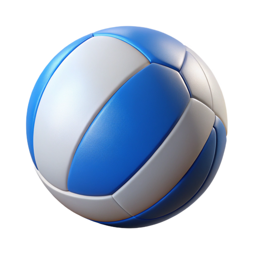 mesmerizing distinctive Volleyball, white anblue panels, texturesurface, studio lighting, minimalist style, isolateon transparent background,high-resolution product photography png
