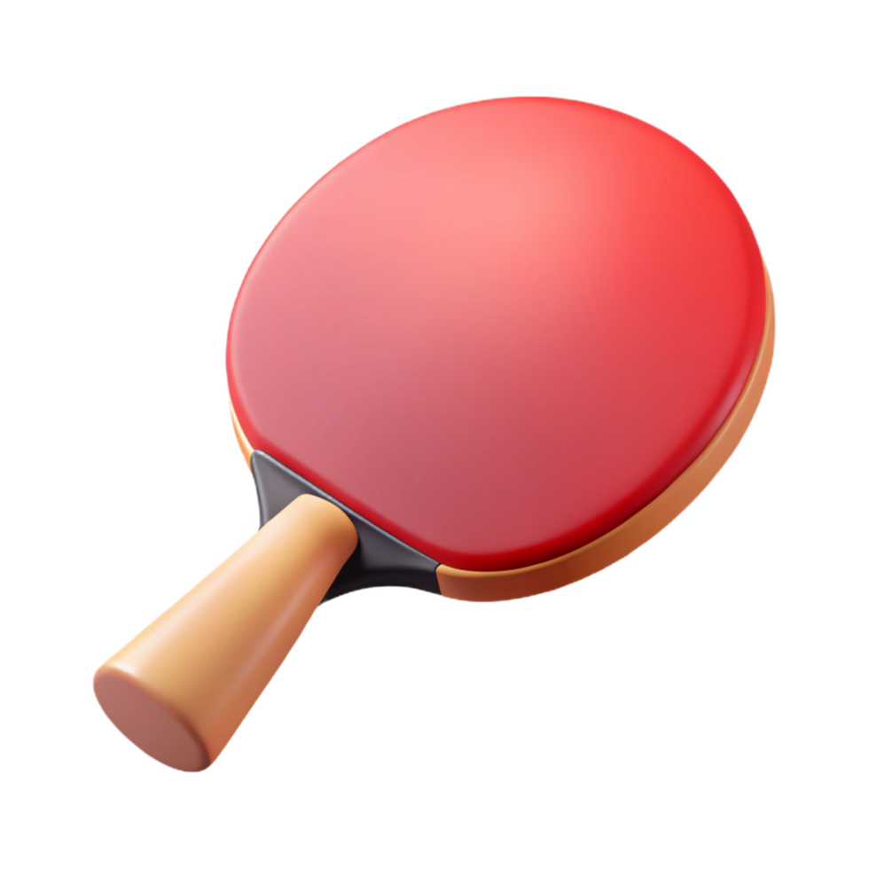 joyful glorious Table tennis paddle, rerubber surface, wooden handle, soft lighting, front view, minimalist style, with transparent background,high-resolution product photography 8K png