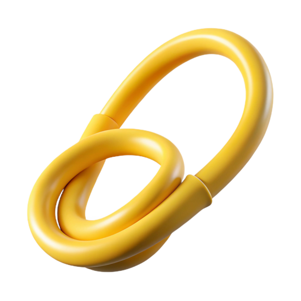 romantic dramatic Resistance band, yellow latex, looped, studio lighting, front view, minimalist style, with transparent background,high-resolution product photography sharp png