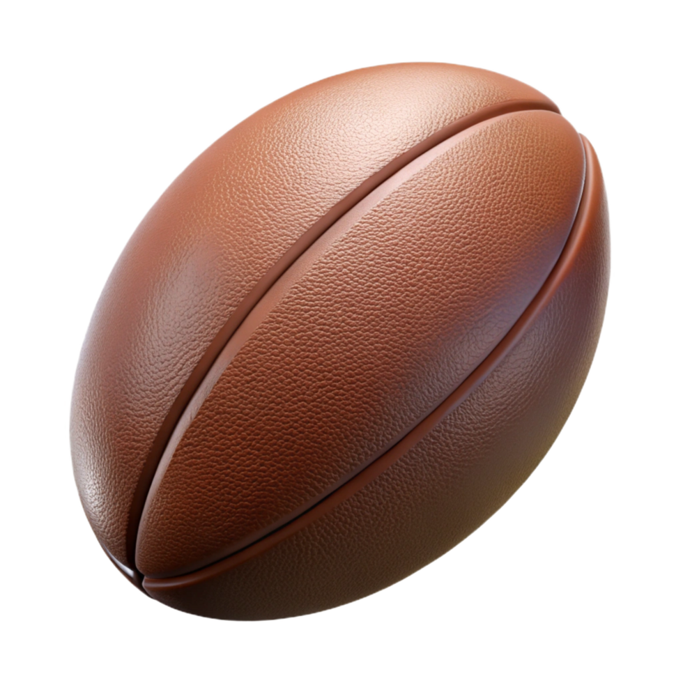 nostalgic hypnotic Rugby ball, brown leather, texturesurface, studio lighting, front view, minimalist style, isolateon transparent background,high-resolution product photography 8K png