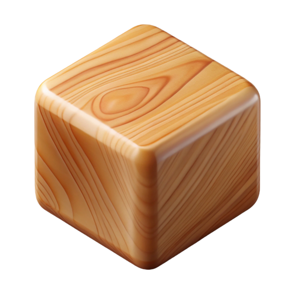 memorable contemporary Wooden building block, natural woograin, smooth finish, soft lighting, front view, icon style, isolateon transparent background,high-resolution product photography genuine png